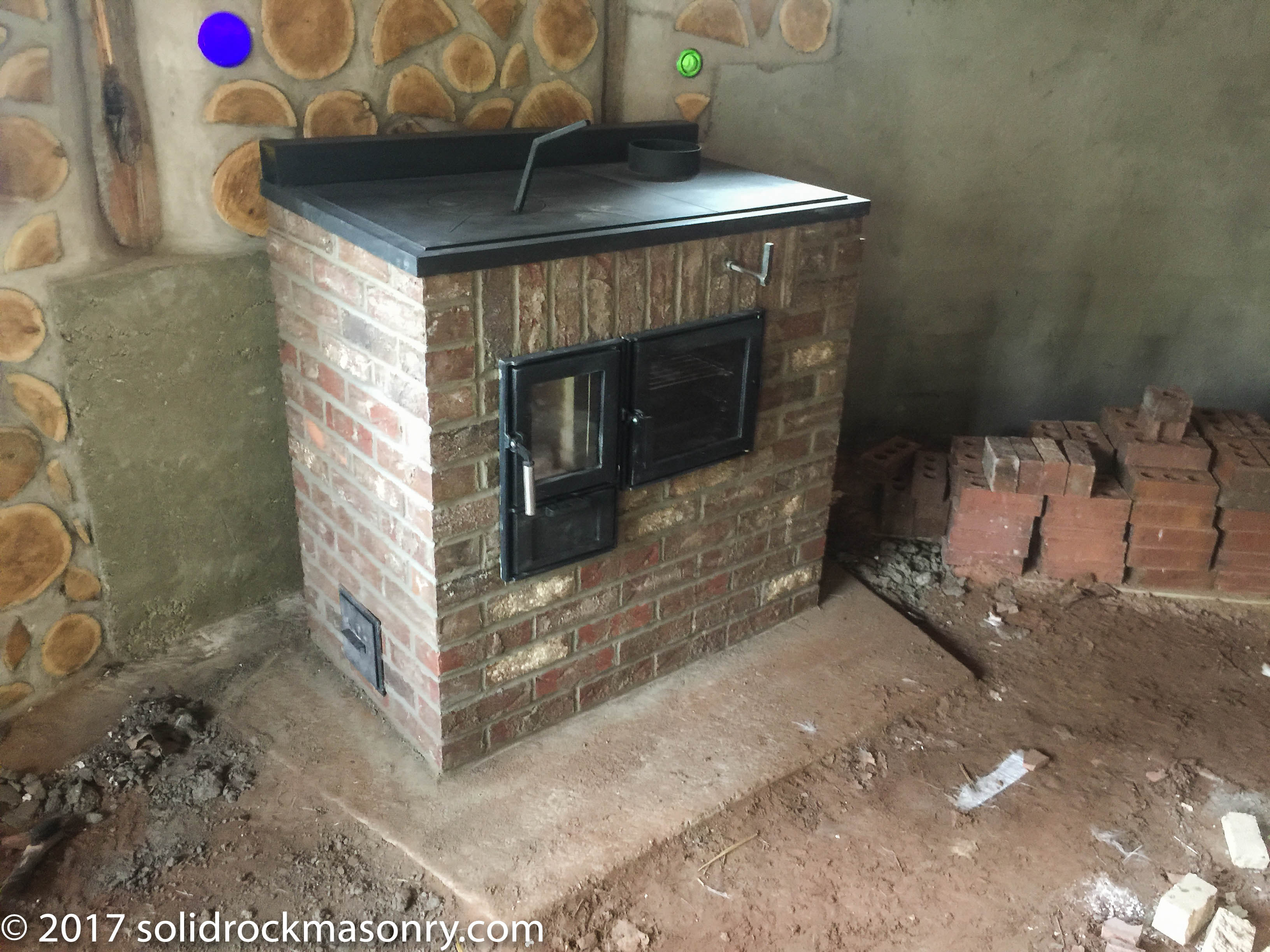 Wall Cabin Cookstove finished with brick